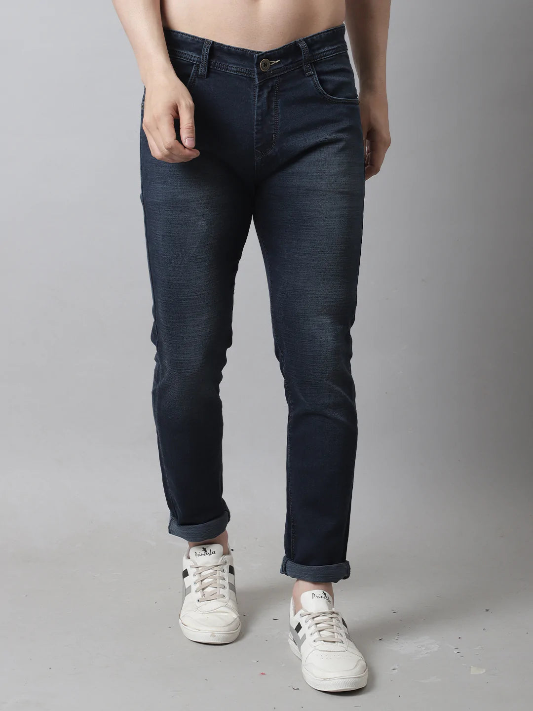 New mens jeans pants Business Jeans Men Classic Style Dark Blue Stretch Denim  Jeans Pants for Male